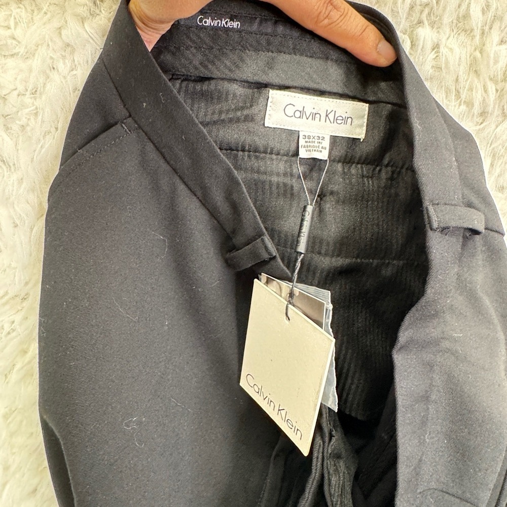 Calvin Klein Dress Pants 38x32 Black Slim Fit Business Casual Modern Minimalist - Picture 5 of 9